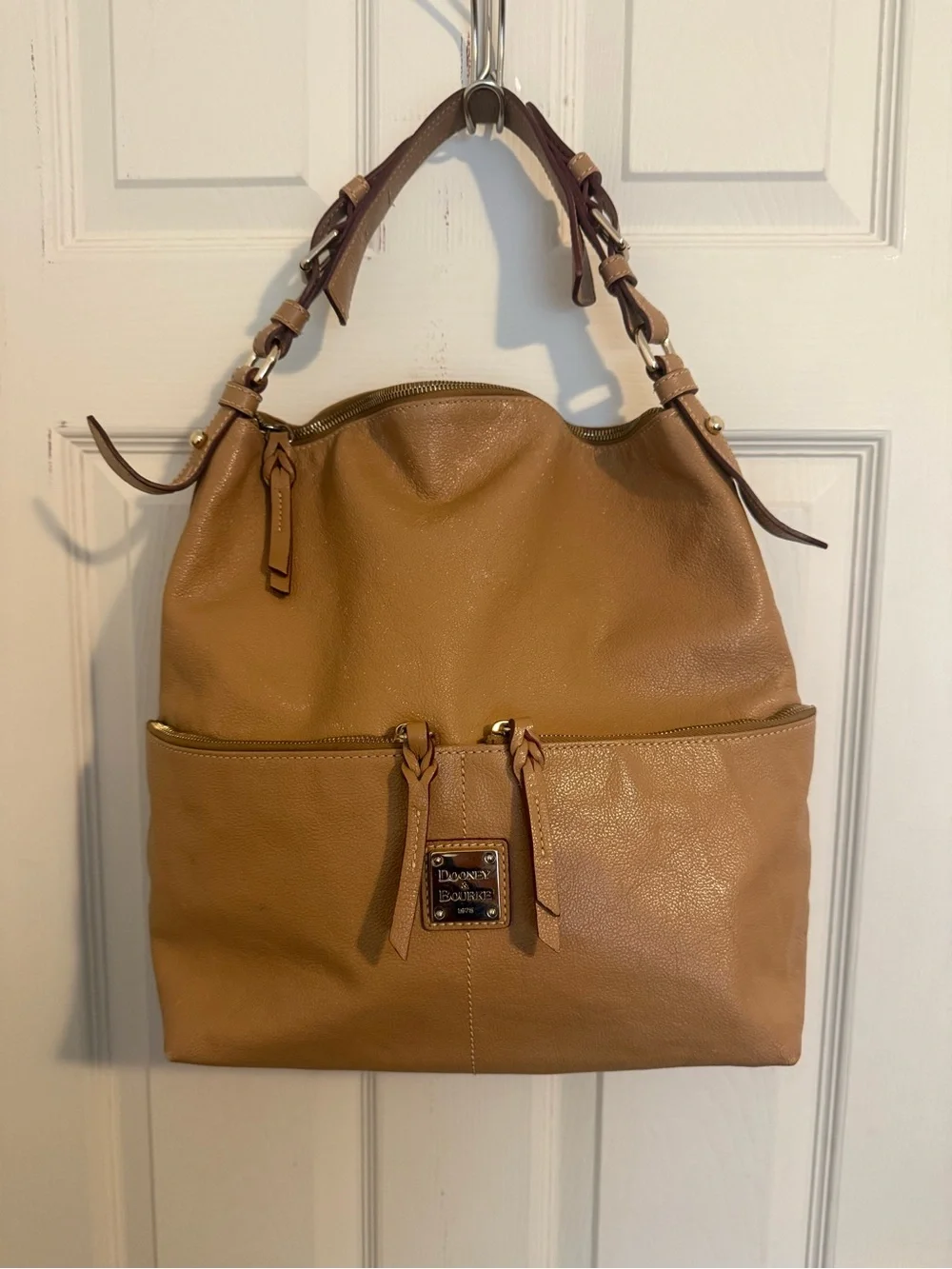 Dooney & Bourke Camel/Tan Leather Shoulder Hobo Bag
